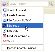 Lead2Amazon in search bar of Firefox