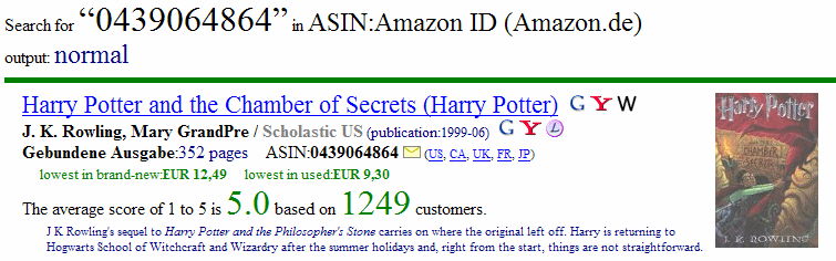 search by ASIN in Amazon.de